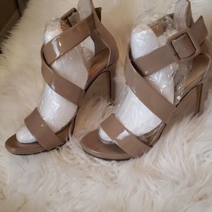 Tan high heel sandals